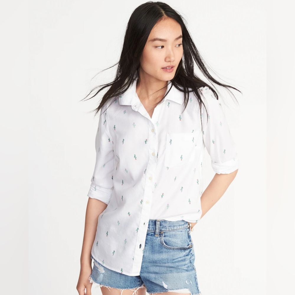 Old Navy Cactus print Flannel Button Down Blouse